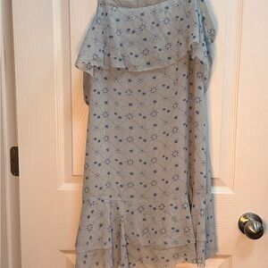 Avec Les Filles Blue Floral Ruffle Dress